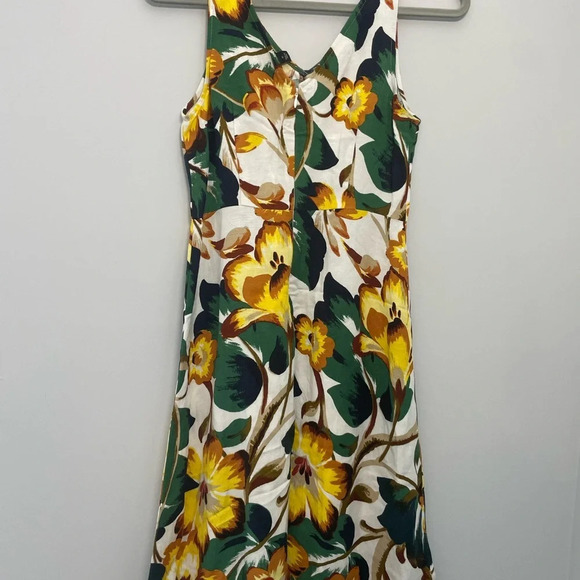 ANN TAYLOR Factory Yellow Floral Dress Sz 0P - Picture 3 of 4
